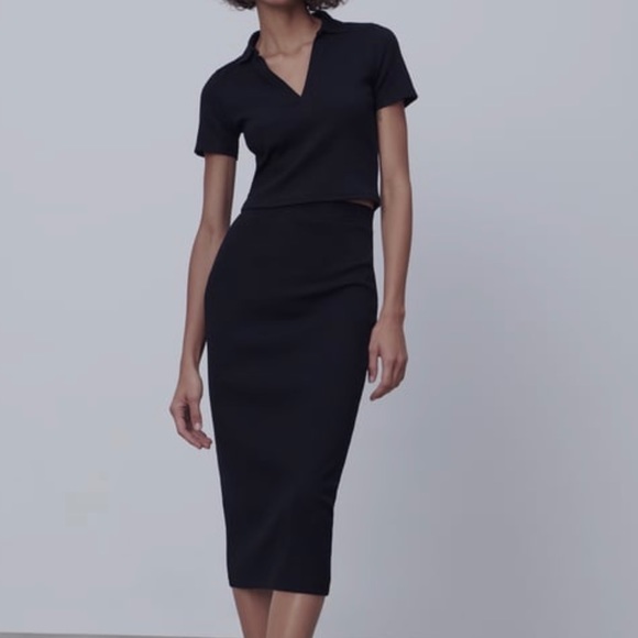 Zara Ripped Crop Polo Shirt - Picture 1 of 2